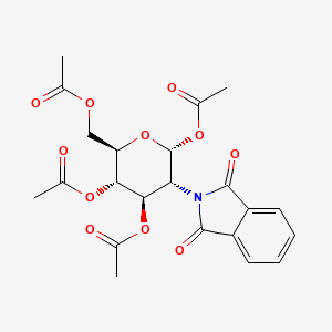 Chemical structure of (2R,3R,4R,5S,6R)-6-(acetoxymethyl)-3-(1,3-dioxoisoindolin-2-yl)tetrahydro-2H-pyran-2,4,5-triyl triacetate