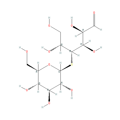 Chemical structure of (2R,3R,4R,5S,6R)-6-(Hydroxymethyl)-5-(((2R,3R,4S,5S,6S)-3,4,5-trihydroxy-6-(mercaptomethyl)tetrahydro-2H-pyran-2-yl)oxy)tetrahydro-2H-pyran-2,3,4-triol