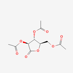 Chemical structure of 2,3,5-Tri-O-acetyl-D-arabinonic acid, gamma-lactone