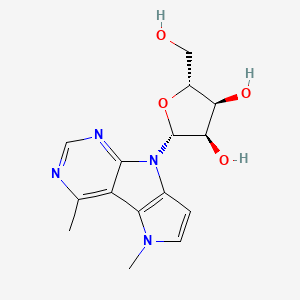Chemical structure of (2R,3R,4S,5R)-2-(4,5-dimethylpyrrolo[2',3':4,5]pyrrolo[2,3-d]pyrimidin-8(5H)-yl)-5-(hydroxymethyl)tetrahydrofuran-3,4-diol