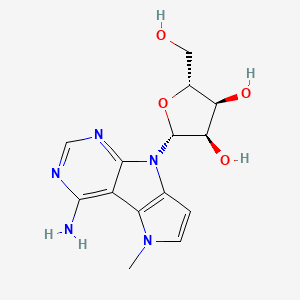 Chemical structure of (2R,3R,4S,5R)-2-(4-amino-5-methylpyrrolo[2',3':4,5]pyrrolo[2,3-d]pyrimidin-8(5H)-yl)-5-(hydroxymethyl)tetrahydrofuran-3,4-diol