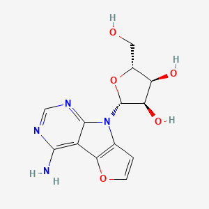 Chemical structure of (2R,3R,4S,5R)-2-(4-amino-8H-furo[2',3':4,5]pyrrolo[2,3-d]pyrimidin-8-yl)-5-(hydroxymethyl)tetrahydrofuran-3,4-diol