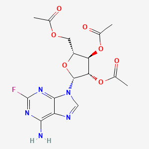 Chemical structure of (2R,3R,4S,5R)-2-(Acetoxymethyl)-5-(6-amino-2-fluoro-9H-purin-9-yl)tetrahydrofuran-3,4-diyl diacetate
