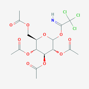 Chemical structure of (2R,3R,4S,5R)-2-(acetoxymethyl)-6-(2,2,2-trichloro-1-iminoethoxy)tetrahydro-2H-pyran-3,4,5-triyl triacetate