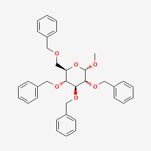 Chemical structure of (2R,3R,4S,5R)-3,4,5-tris(benzyloxy)-2-((benzyloxy)methyl)-6-methoxytetrahydro-2H-pyran
