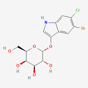 Chemical structure of (2R,3R,4S,5R,6R)-2-((5-bromo-6-chloro-1H-indol-3-yl)oxy)-6-(hydroxymethyl)tetrahydro-2H-pyran-3,4,5-triol