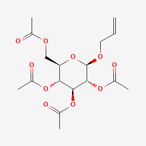 Chemical structure of (2R,3R,4S,5R,6R)-2-(acetoxymethyl)-6-(allyloxy)tetrahydro-2H-pyran-3,4,5-triyl triacetate