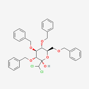 Chemical structure of 2,3,4,6-Tetra-O-benzyl-1-C-dichloromethyl-D-glucopyranose