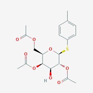 Chemical structure of (2R,3R,4S,5R,6S)-2-(acetoxymethyl)-4-hydroxy-6-(p-tolylthio)tetrahydro-2H-pyran-3,5-diyl diacetate