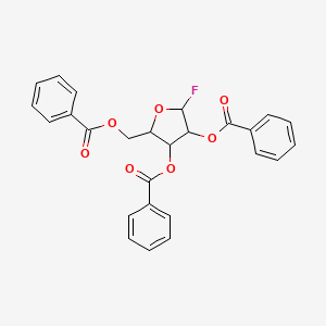 Chemical structure of (3,4-Dibenzoyloxy-5-fluorooxolan-2-yl)methyl benzoate