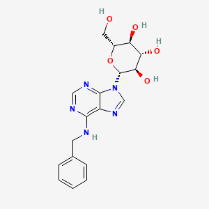 Chemical structure of (2R,3R,4S,5S,6R)-2-((6-(Benzylamino)-9H-purin-9-yl)oxy)-6-(hydroxymethyl)tetrahydro-2H-pyran-3,4,5-triol