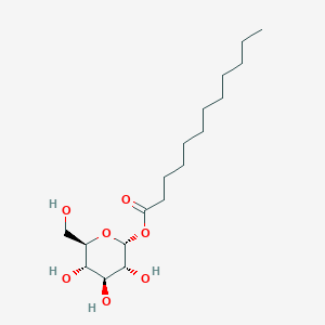 Chemical structure of (5xi)-1-O-Dodecanoyl-alpha-L-arabino-hexopyranose