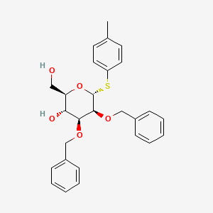 Chemical structure of (2R,3R,4S,5S,6R)-4,5-bis(benzyloxy)-2-(hydroxymethyl)-6-(p-tolylthio)tetrahydro-2H-pyran-3-ol