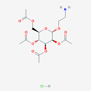 Chemical structure of (2R,3R,4S,5S,6S)-2-(Acetoxymethyl)-6-(2-aminoethoxy)tetrahydro-2h-pyran-3,4,5-triyl triacetate hydrochloride