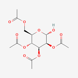 Chemical structure of (2R,3R,4S,5S,6S)-2-(Acetoxymethyl)-6-hydroxytetrahydro-2H-pyran-3,4,5-triyl triacetate