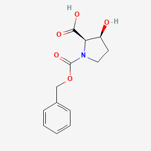 Chemical structure of (2R,3S)-1-[(Benzyloxy)carbonyl]-3-hydroxypyrrolidine-2-carboxylic acid
