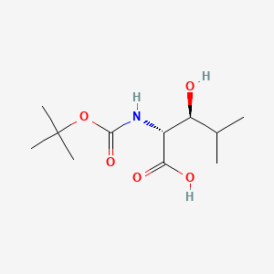 Chemical structure of (2R,3S)-2-((tert-Butoxycarbonyl)amino)-3-hydroxy-4-methylpentanoic acid