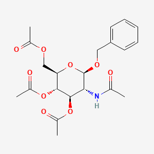 Chemical structure of (2R,3S,4R,5R,6R)-5-acetamido-2-(acetoxymethyl)-6-(benzyloxy)tetrahydro-2H-pyran-3,4-diyl diacetate