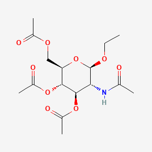 Chemical structure of (2R,3S,4R,5R,6R)-5-acetamido-2-(acetoxymethyl)-6-ethoxytetrahydro-2H-pyran-3,4-diyl diacetate