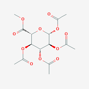 Chemical structure of (2R,3S,4R,5R,6R)-6-(Methoxycarbonyl)tetrahydro-2H-pyran-2,3,4,5-tetrayltetraacetate