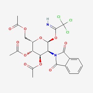 Chemical structure of (2R,3S,4R,5R,6S)-2-(acetoxymethyl)-5-(1,3-dioxoisoindolin-2-yl)-6-(2,2,2-trichloro-1-iminoethoxy)tetrahydro-2H-pyran-3,4-diyl diacetate