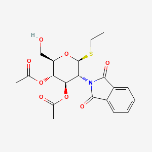 Chemical structure of (2R,3S,4R,5R,6S)-5-(1,3-dioxoisoindolin-2-yl)-6-(ethylthio)-2-(hydroxymethyl)tetrahydro-2H-pyran-3,4-diyl diacetate