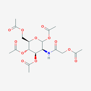 Chemical structure of (2R,3S,4R,5S)-5-(2-acetoxyacetamido)-6-oxohexane-1,2,3,4-tetrayl tetraacetate