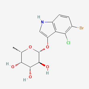 Chemical structure of (2R,3S,4R,5S,6S)-2-((5-bromo-4-chloro-1H-indol-3-yl)oxy)-6-methyltetrahydro-2H-pyran-3,4,5-triol