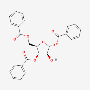 Chemical structure of (2R,3S,4S,5R)-5-((benzoyloxy)methyl)-3-hydroxytetrahydrofuran-2,4-diyl dibenzoate
