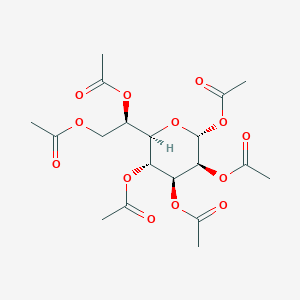 Chemical structure of (2R,3S,4S,5R,6R)-6-((S)-1,2-diacetoxyethyl)tetrahydro-2H-pyran-2,3,4,5-tetrayl tetraacetate