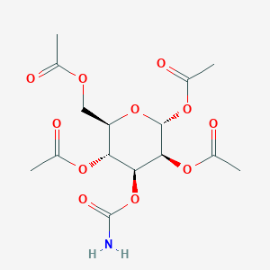 Chemical structure of 1,2,4,6-Tetra-O-acetyl-3-O-carbamoyl-alpha-D-mannopyranose
