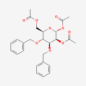 Chemical structure of 1,2,6-Tri-O-acetyl-3,4-di-O-benzyl-a-D-mannopyranose