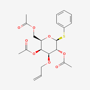 Chemical structure of (2R,3S,4S,5R,6S)-2-(acetoxymethyl)-4-(allyloxy)-6-(phenylthio)tetrahydro-2H-pyran-3,5-diyl diacetate