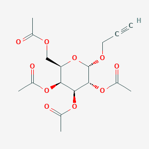 Chemical structure of (2R,3S,4S,5R,6S)-2-(acetoxymethyl)-6-(prop-2-yn-1-yloxy)tetrahydro-2H-pyran-3,4,5-triyl triacetate