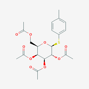 Chemical structure of (2R,3S,4S,5R,6S)-2-(acetoxymethyl)-6-(p-tolylthio)tetrahydro-2H-pyran-3,4,5-triyl triacetate