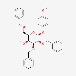 Chemical structure of 4-Methoxyphenyl 2,3,6-tri-O-benzyl-alpha-L-allopyranoside