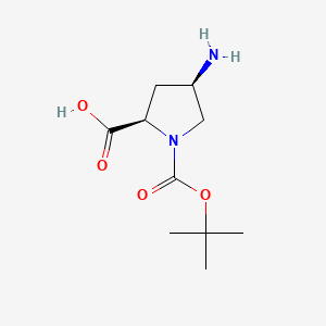 Chemical structure of (2R,4R)-1-Boc-4-Aminopyrrolidine-2-carboxylic acid
