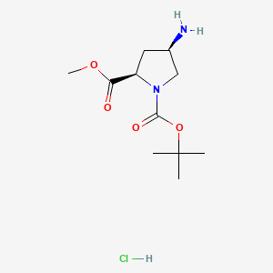 Chemical structure of (2R,4R)-1-tert-Butyl 2-methyl 4-aminopyrrolidine-1,2-dicarboxylate hydrochloride