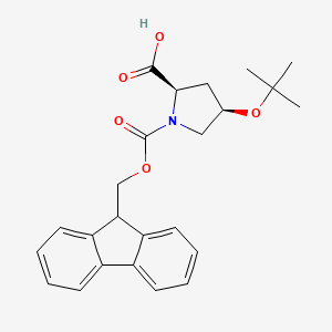 Chemical structure of (2R,4R)-4-(tert-Butoxy)-1-[(9H-fluoren-9-ylmethoxy)carbonyl]pyrrolidine-2-carboxylic acid