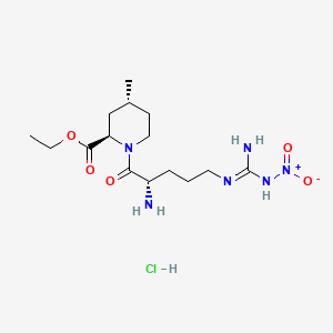 Chemical structure of (2R,4R)-Ethyl 1-(2-amino-5-(3-nitroguanidino)pentanoyl)-4-methylpiperidine-2-carboxylate hydrochloride