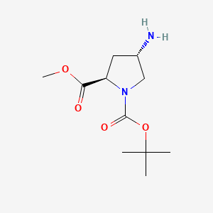 Chemical structure of (2R,4S)-1-tert-Butyl 2-methyl 4-aminopyrrolidine-1,2-dicarboxylate