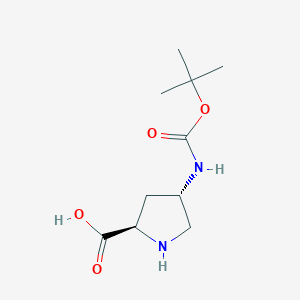 Chemical structure of (2R,4S)-4-{[(tert-Butoxy)carbonyl]amino}pyrrolidine-2-carboxylic acid