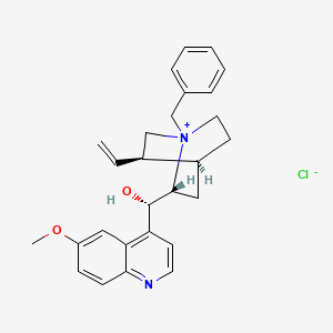 Chemical structure of (2R,4S,5R)-1-Benzyl-2-((S)-hydroxy(6-methoxyquinolin-4-yl)methyl)-5-vinylquinuclidin-1-ium chloride