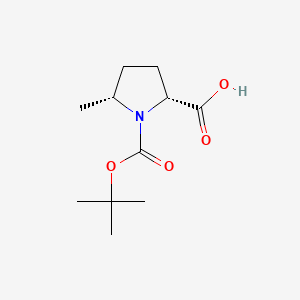 Chemical structure of (2R,5R)-1-(tert-Butoxycarbonyl)-5-methylpyrrolidine-2-carboxylic acid