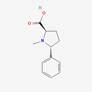 Chemical structure of (2R,5R)-1-Methyl-5-phenylpyrrolidine-2-carboxylic acid