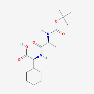 Chemical structure of (2S)-[[N-(tert-Butoxycarbonyl)-N-methyl-L-alanyl]amino](cyclohexyl)ethanoic acid