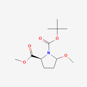 Chemical structure of (2S)-1-tert-Butyl 2-methyl 5-methoxypyrrolidine-1,2-dicarboxylate