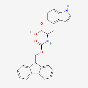 Chemical structure of (2S)-2-({[(9H-Fluoren-9-yl)methoxy]carbonyl}amino)-3-(1H-indol-4-yl)propanoic acid