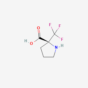 Chemical structure of (2S)-2-(Trifluoromethyl)pyrrolidine-2-carboxylic acid