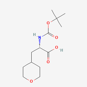 Chemical structure of (2S)-2-[(2-Methylpropan-2-yl)oxycarbonylamino]-3-(oxan-4-yl)propanoic acid